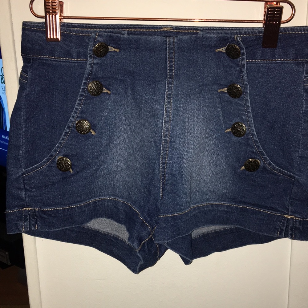 Blue Jean Button Up Shorts